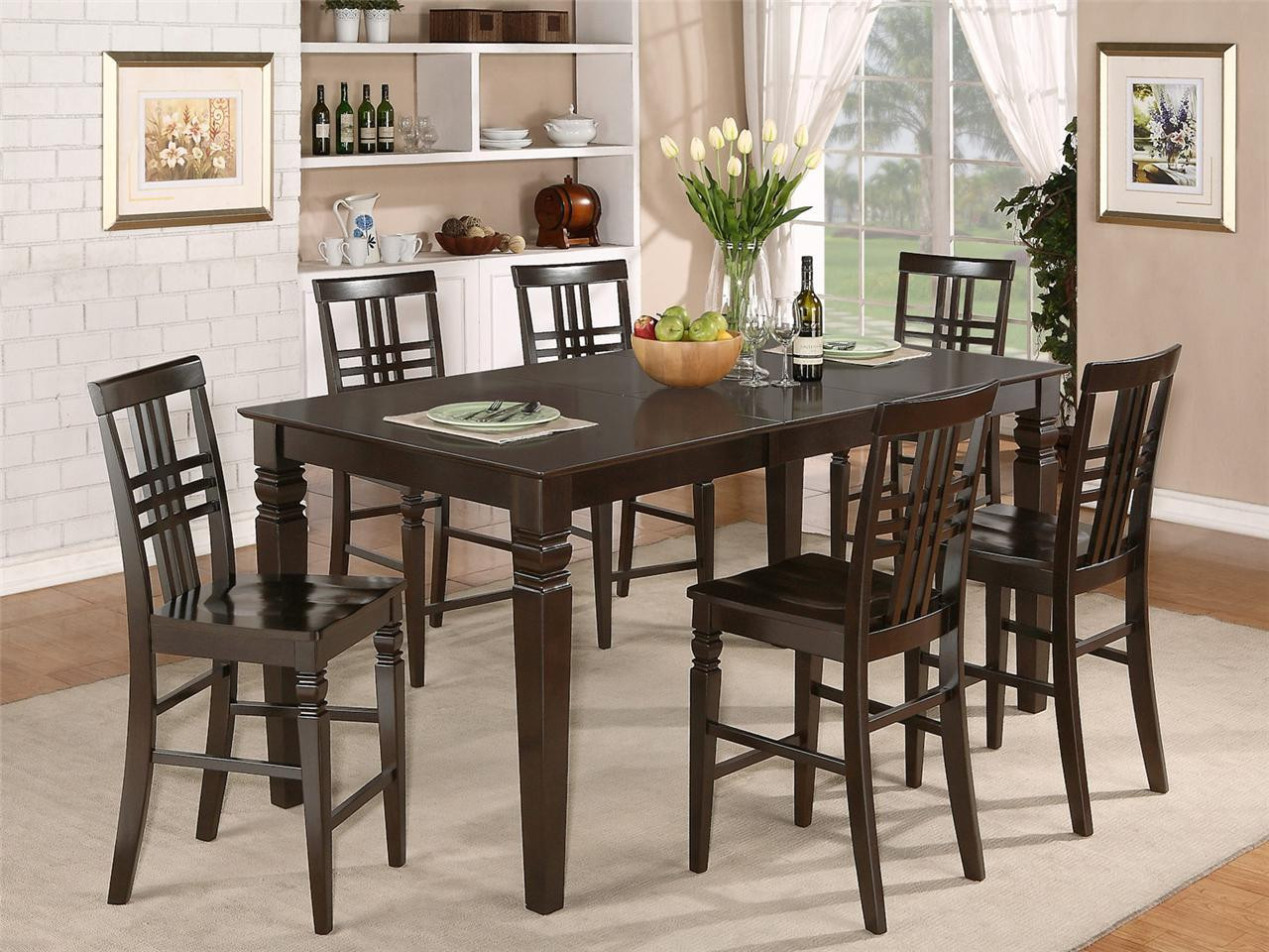 Counter Height Kitchen Sets
 7PC RECTANGULAR COUNTER HEIGHT DINING ROOM TABLE SET & 6