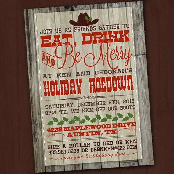 Country Christmas Party Ideas
 Western Christmas Invitation Country Christmas Invitation