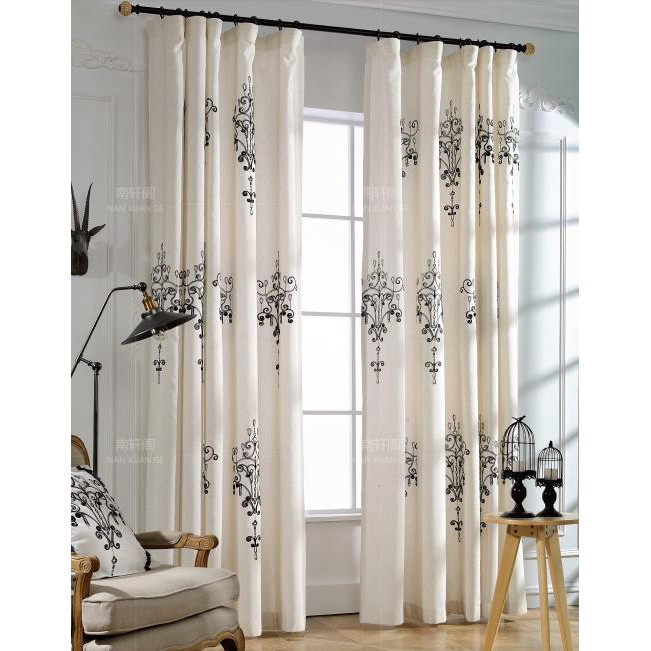 Country Curtains For Living Room
 White Patterned Embroidery Linen Country Curtains for