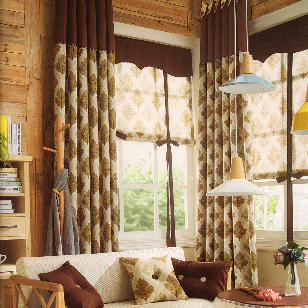 Country Living Room Curtains
 Leaf Pattern Country Style Living Room Curtains 2016 New