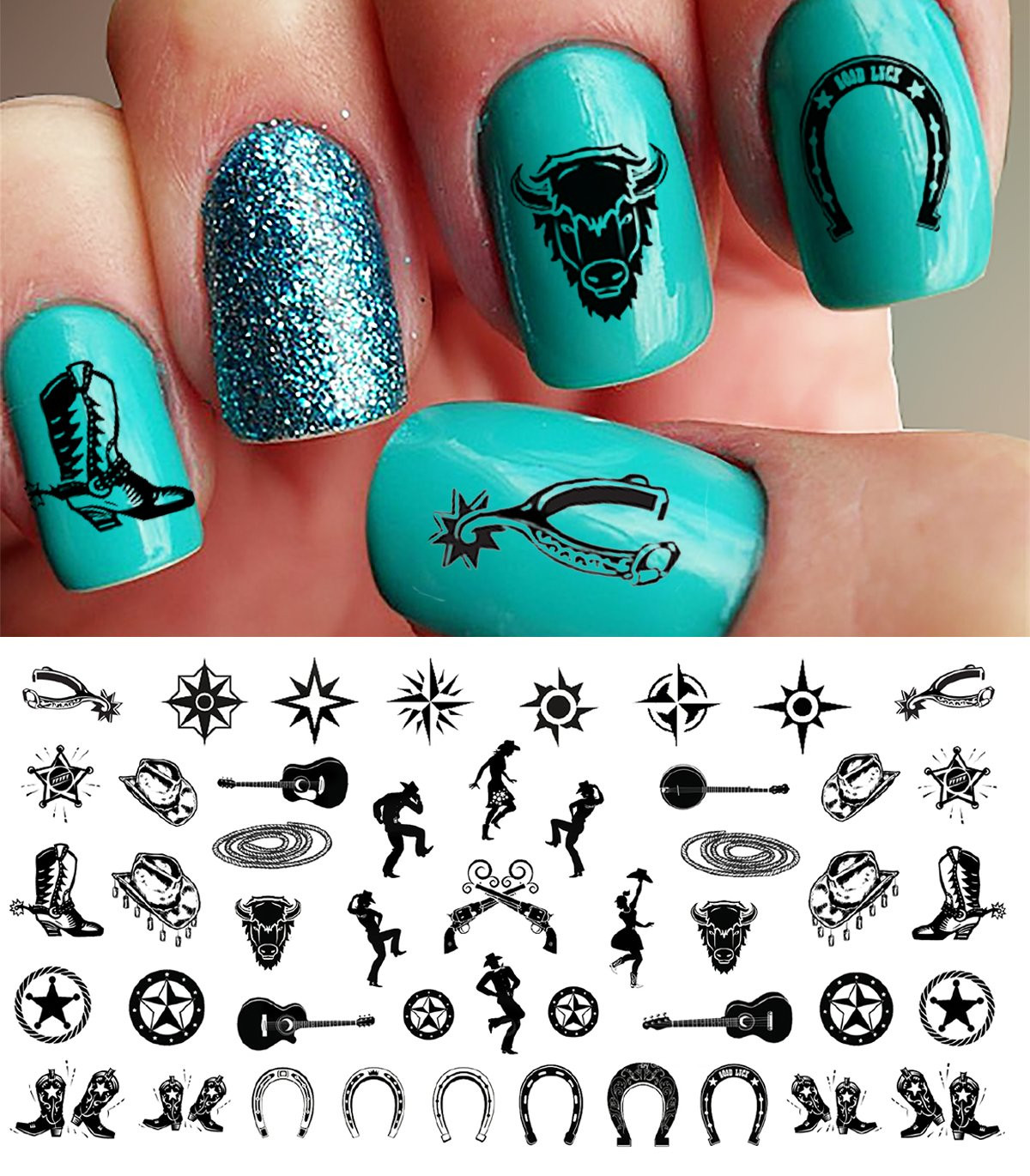 Country Nail Designs
 Amazon 40 Horse Nail Art Decals Beauty