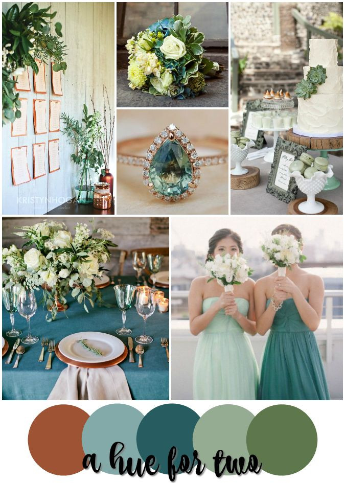 Country Wedding Color Schemes
 Teal Sage Green Copper Rustic Wedding Color Scheme