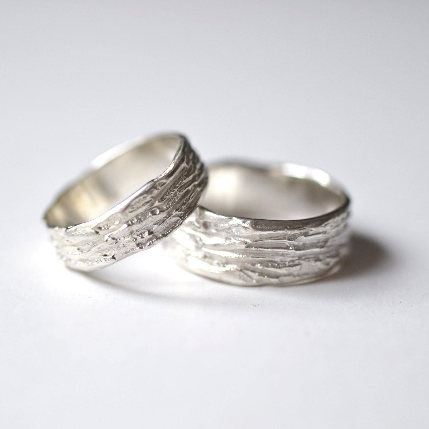 Country Wedding Rings
 Rustic Wedding rings Silver Textured wedding bands Scratched