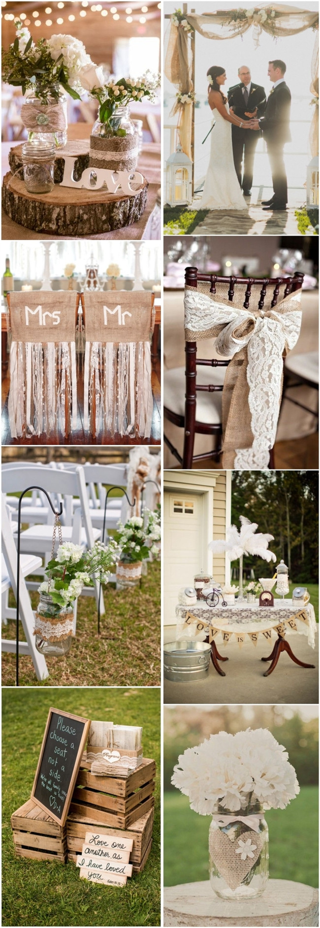 Country Weddings Decorations
 45 Chic Rustic Burlap & Lace Wedding Ideas and Inspiration