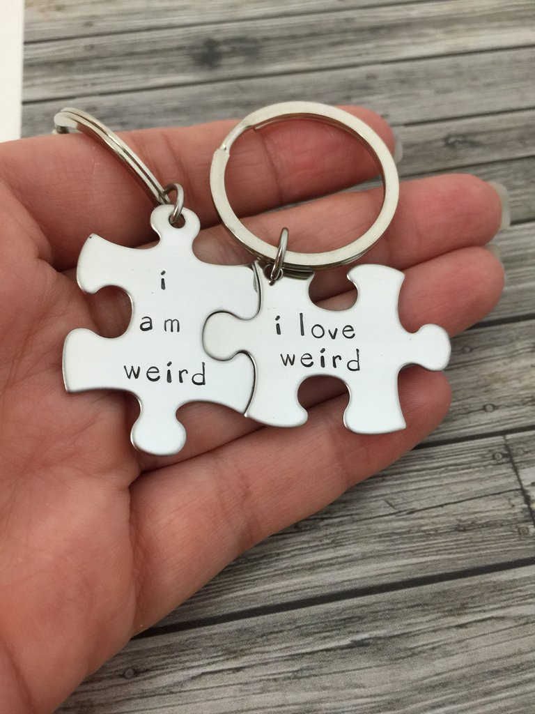 Couple Gift Ideas For Her
 I am weird I love weird Couples Keychains Couples Gift