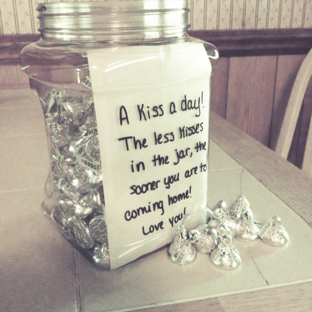 Couples Gift Ideas For Him
 Deployment Gifts A kiss a day jar A kiss for everyday