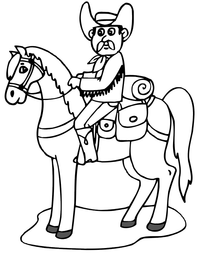 Cowboys Coloring Pages
 Cowboy on horse coloring page