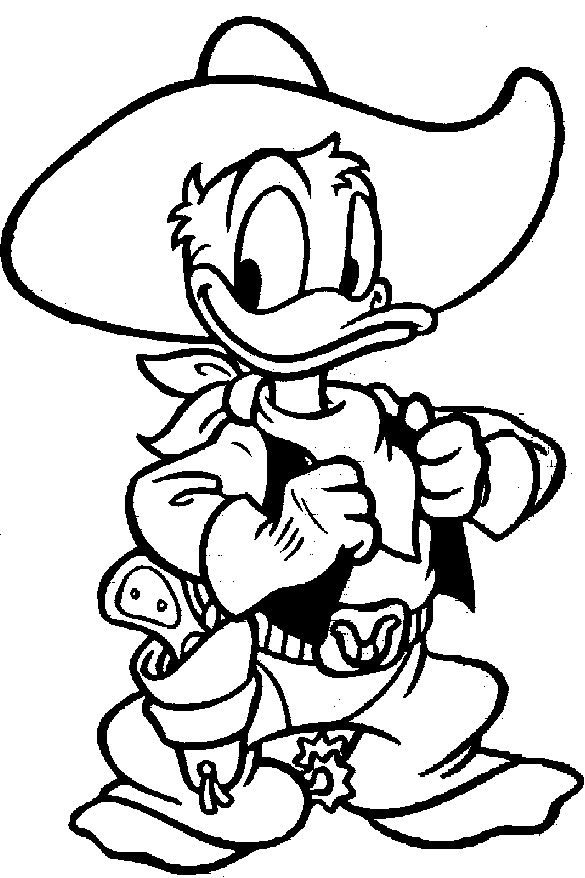Cowboys Coloring Pages
 Donald Duck A Funny Cowboy Coloring Pages