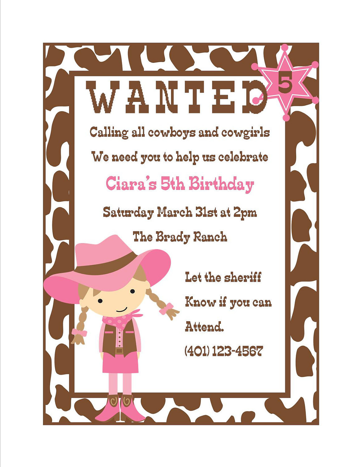 Cowgirl Birthday Invitations
 Cowgirl Birthday Invitation Digital File Cowgirl