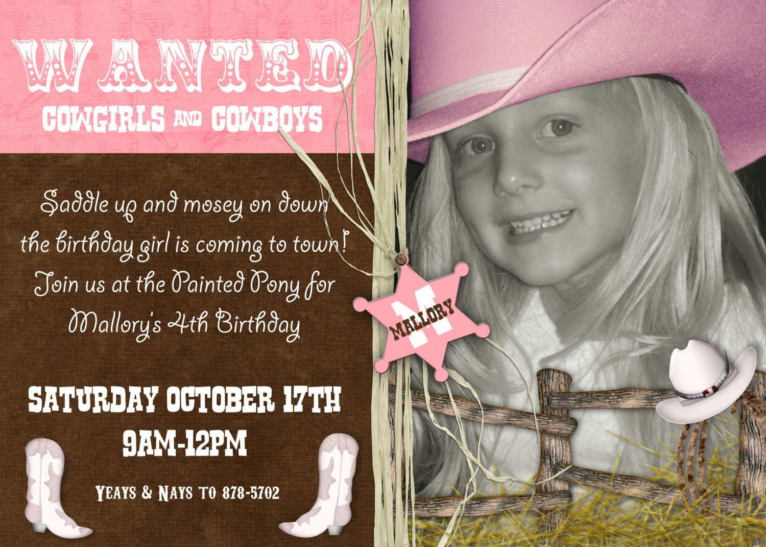 Cowgirl Birthday Invitations
 Cowgirl Birthday Invitation