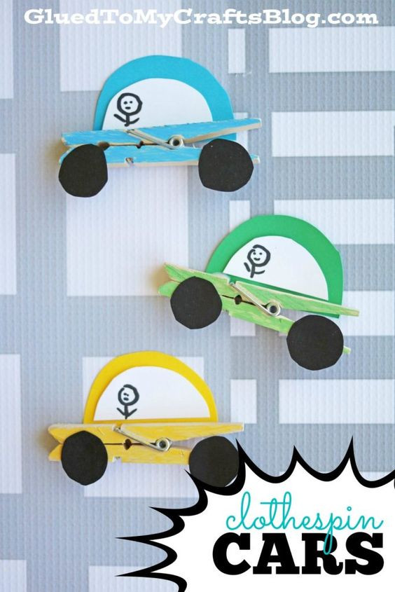 Crafts For Toddler Boys
 Clothespin Cars Kid Craft