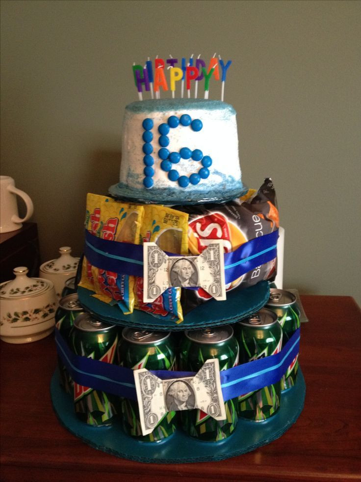 Creative 16Th Birthday Gift Ideas For Boys
 Sweet 16 birthday t for a boy Mountain Dew soda chips