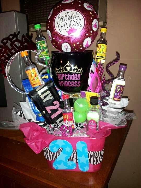 Creative 21St Birthday Gift Ideas For Her
 Night before you turn 21 basket DIY