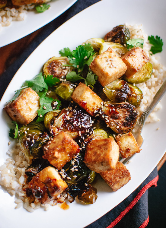 Crispy Tofu Recipes
 Roasted Brussels Sprouts and Crispy Baked Tofu with Honey