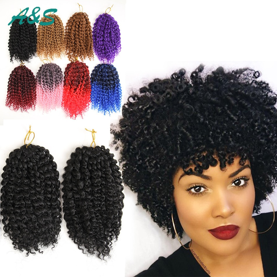 Crochet Afro Hairstyles
 8" short afro kinky curly hair extension crochet braids