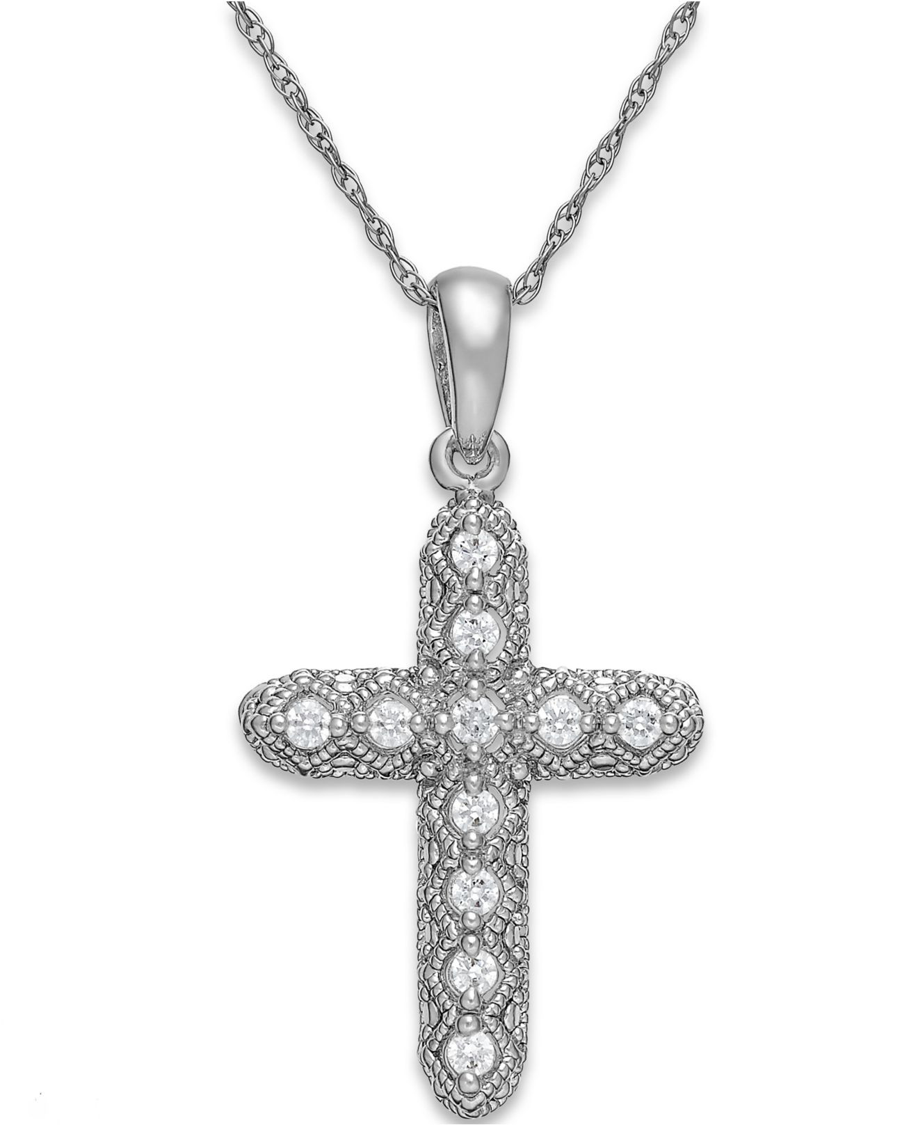Cross Diamond Necklace
 Macy s Diamond Cross Pendant Necklace In 14k White Gold 1