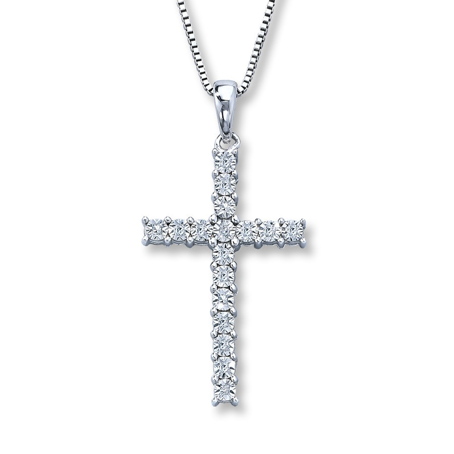 Cross Diamond Necklace
 Diamond Cross Necklace 1 15 ct tw Round cut Sterling