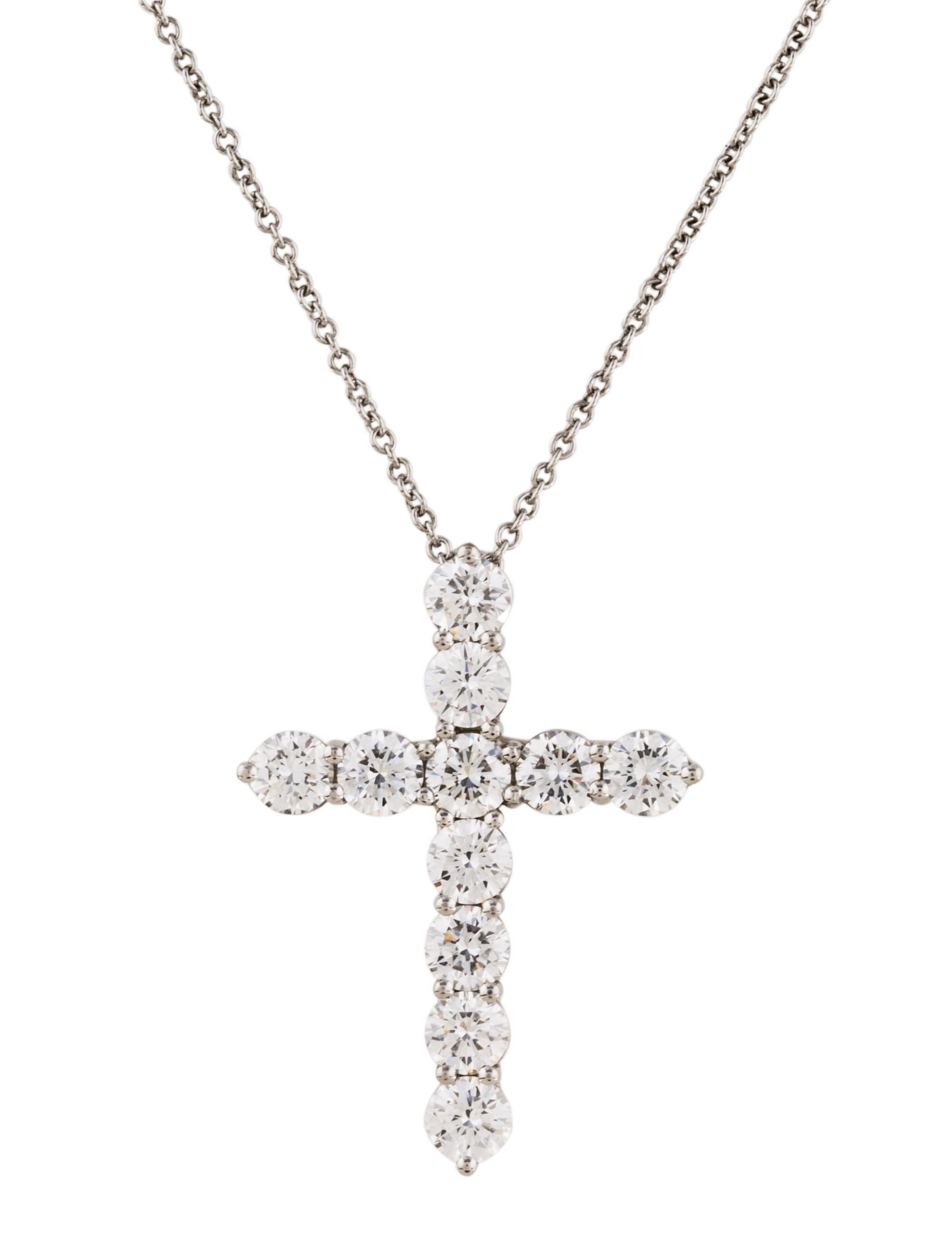 Cross Diamond Necklace
 Tiffany & Co Platinum Diamond Cross Pendant Necklace