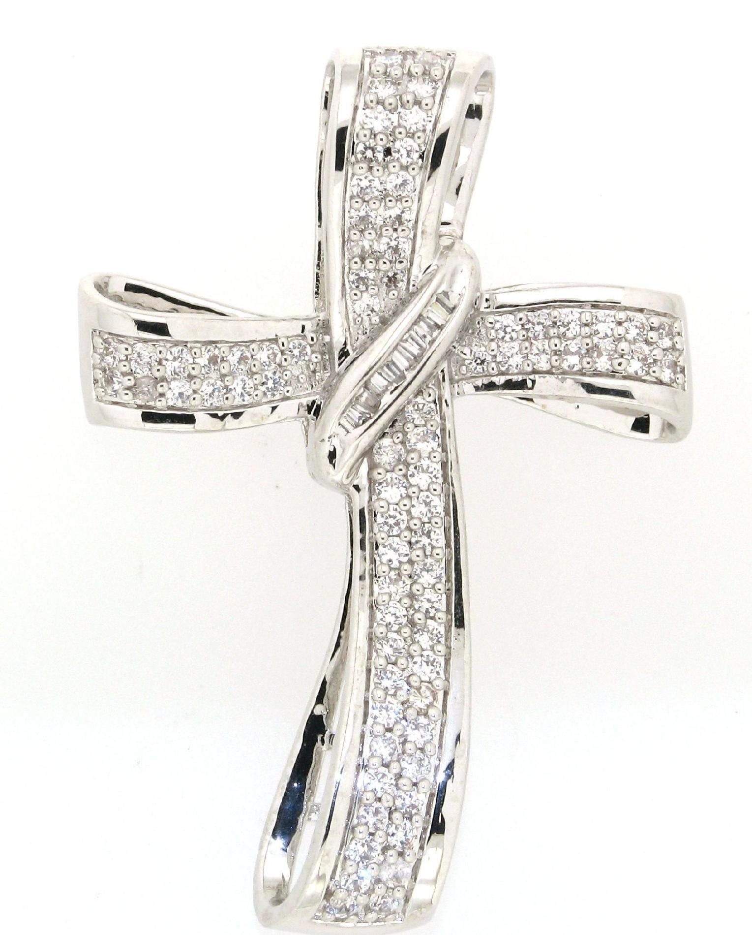 Cross Diamond Necklace
 Women s 1 Cttw Rhodium Over Brass Diamond Cross Necklace