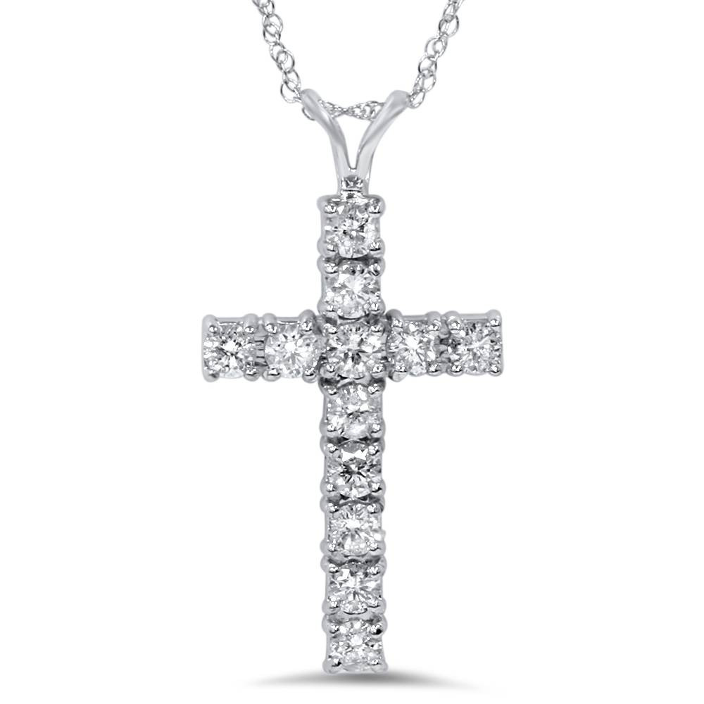 Cross Diamond Necklace
 1 1 2 cttw White Gold Real Diamond Cross Pendant 14K