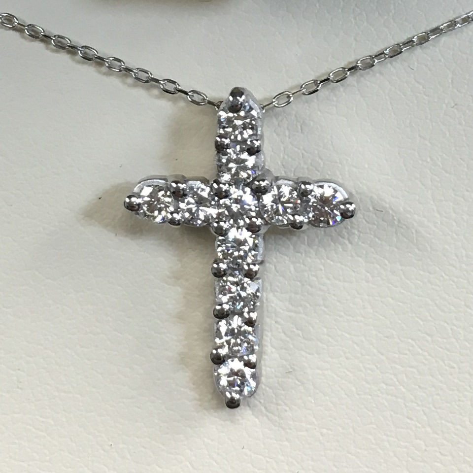 Cross Diamond Necklace
 Diamond Cross Pendant Necklace Genuine Solid 14k White