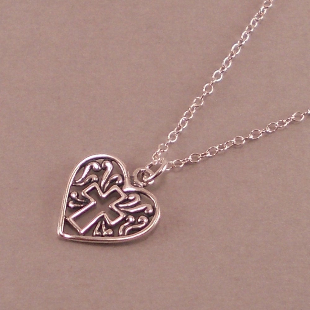 Cross Necklace For Girl
 Little Girls Heart Cross Necklace Sterling by