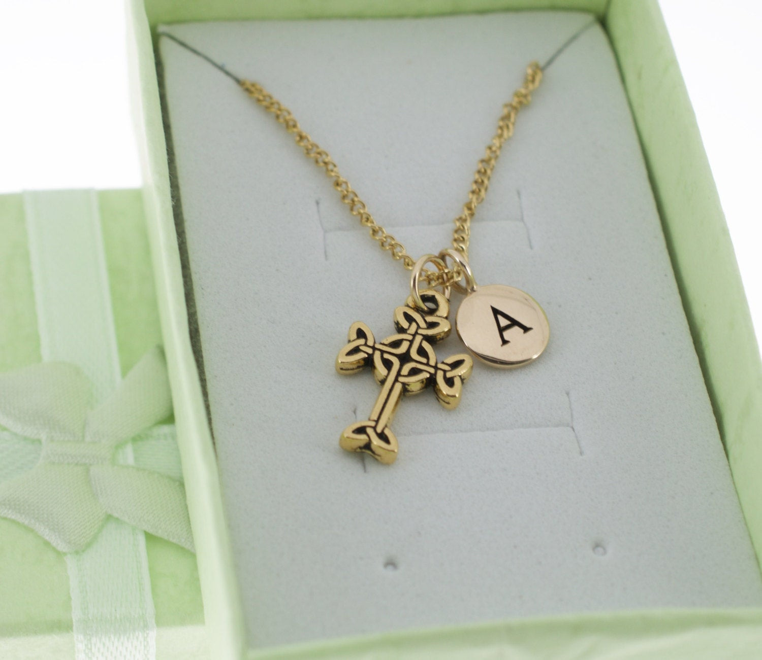 Cross Necklace For Girl
 Little Girl s Celtic Cross Necklace in gold plated pewter