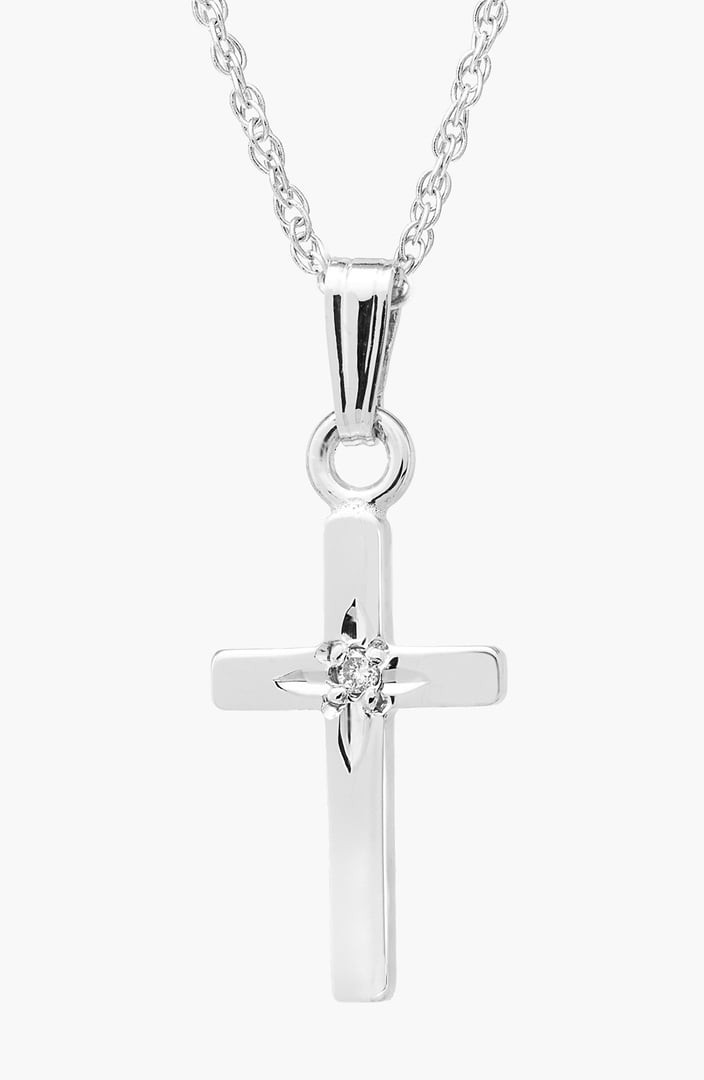 Cross Necklace For Girl
 Mignonette 14k White Gold & Diamond Cross Necklace Girls
