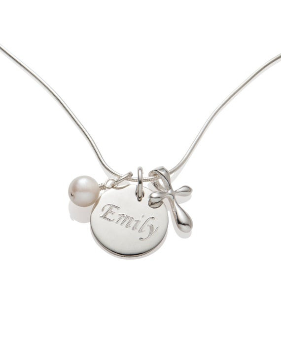 Cross Necklace For Girl
 Girl Baptism Gift Cross Necklace Name and Date Necklace