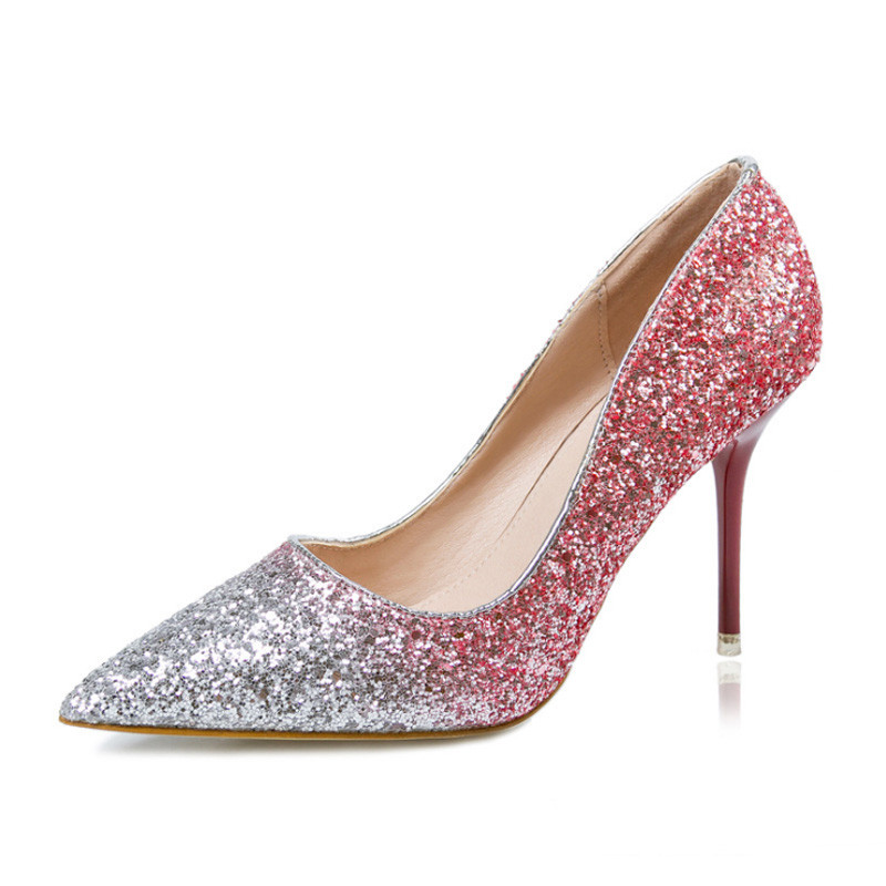 Crystal Heels Wedding Shoes
 New Fashion y Women Silver Rhinestone Wedding Shoes