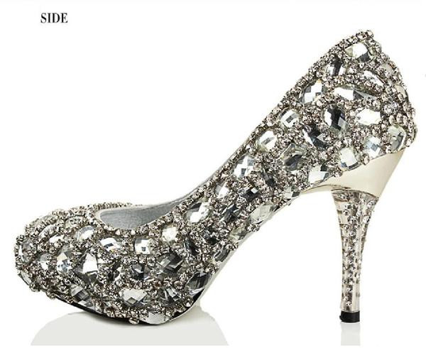 Crystal Heels Wedding Shoes
 Sparkly Crystal High Heels Pointed Toe Rhinestone Wedding