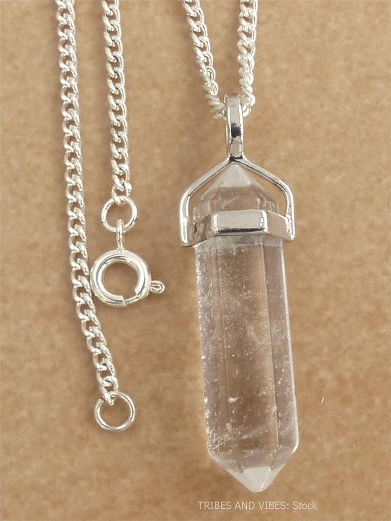 Crystal Quartz Necklace
 QUARTZ crystal point Pendant 37mm 40mm Jewellery healing