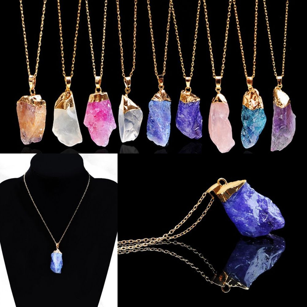 Crystal Quartz Necklace
 Fashion Natural Crystal Quartz Stone Gemstone Pendant