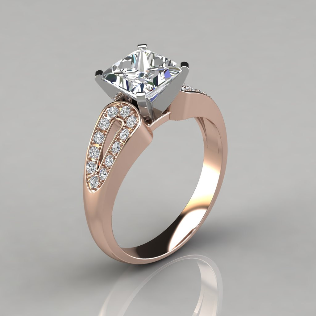 Cultured Diamond Engagement Rings
 Vintage Design Split Shank Engagement Ring PureGemsJewels