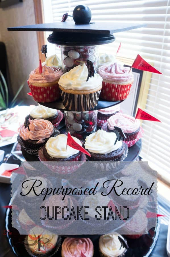Cupcake Decorating Ideas Graduation Party
 Repurposed Record Cupcake Stand Designed Decor