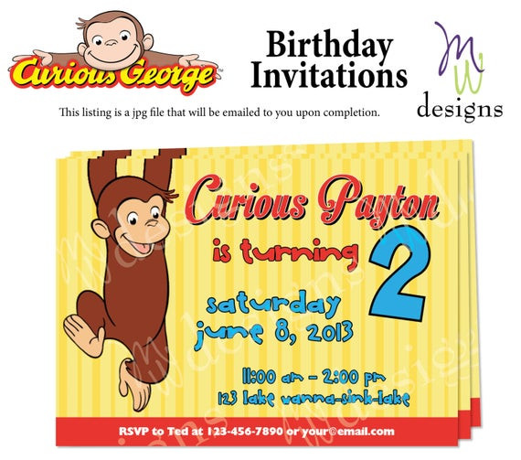 Curious George Birthday Invitation
 301 Moved Permanently