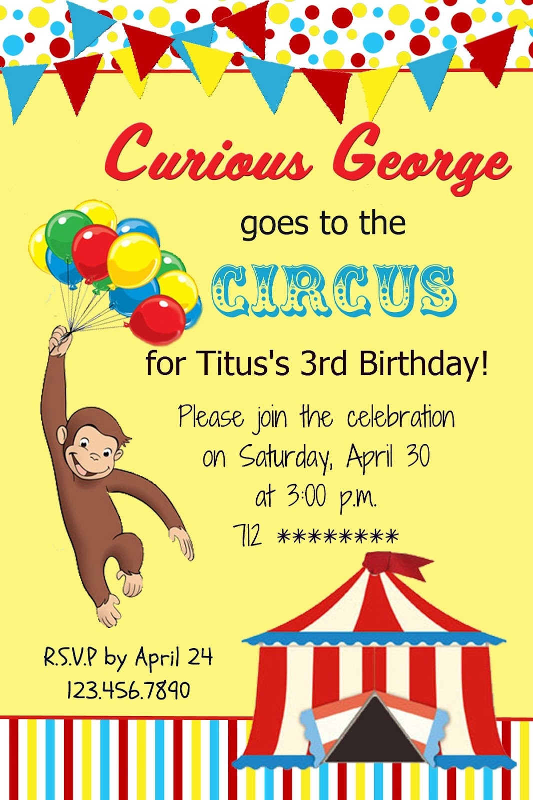 Curious George Birthday Invitation
 The Fast Lane ♥ Freebie Friday Curious George