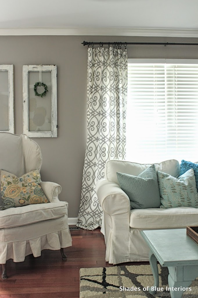 Curtains For Living Room
 No Sew Tutorial Curtains Shades of Blue Interiors