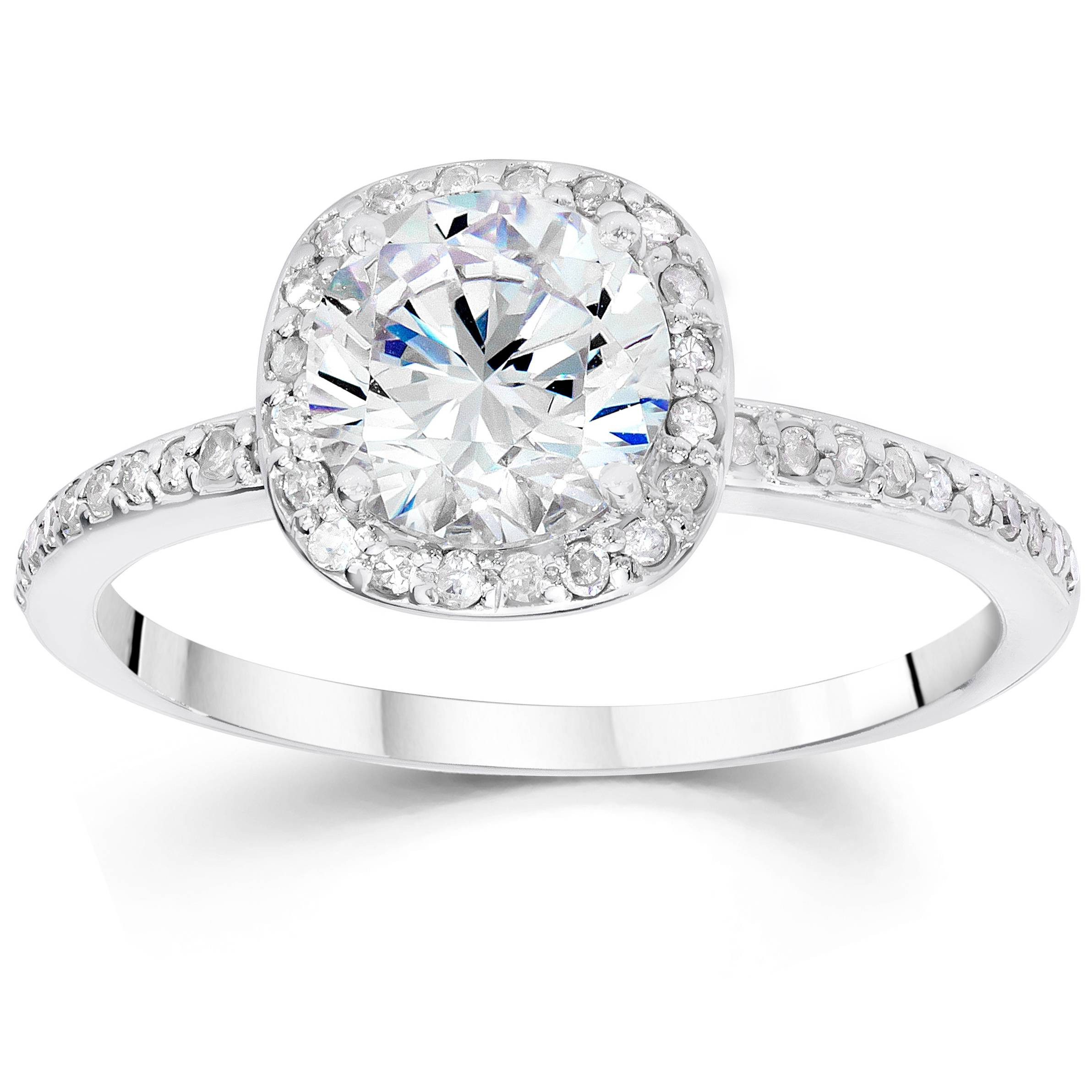 Cushion Cut Solitaire Diamond Engagement Rings
 5 8ct Cushion Halo Diamond Engagement Ring 14K White Gold