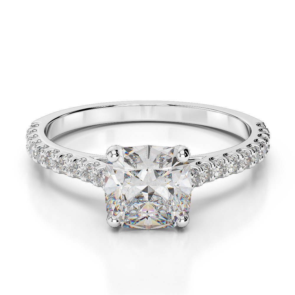 Cushion Cut Solitaire Diamond Engagement Rings
 2 CT CUSHION CUT F SI1 DIAMOND SOLITAIRE ENGAGEMENT RING