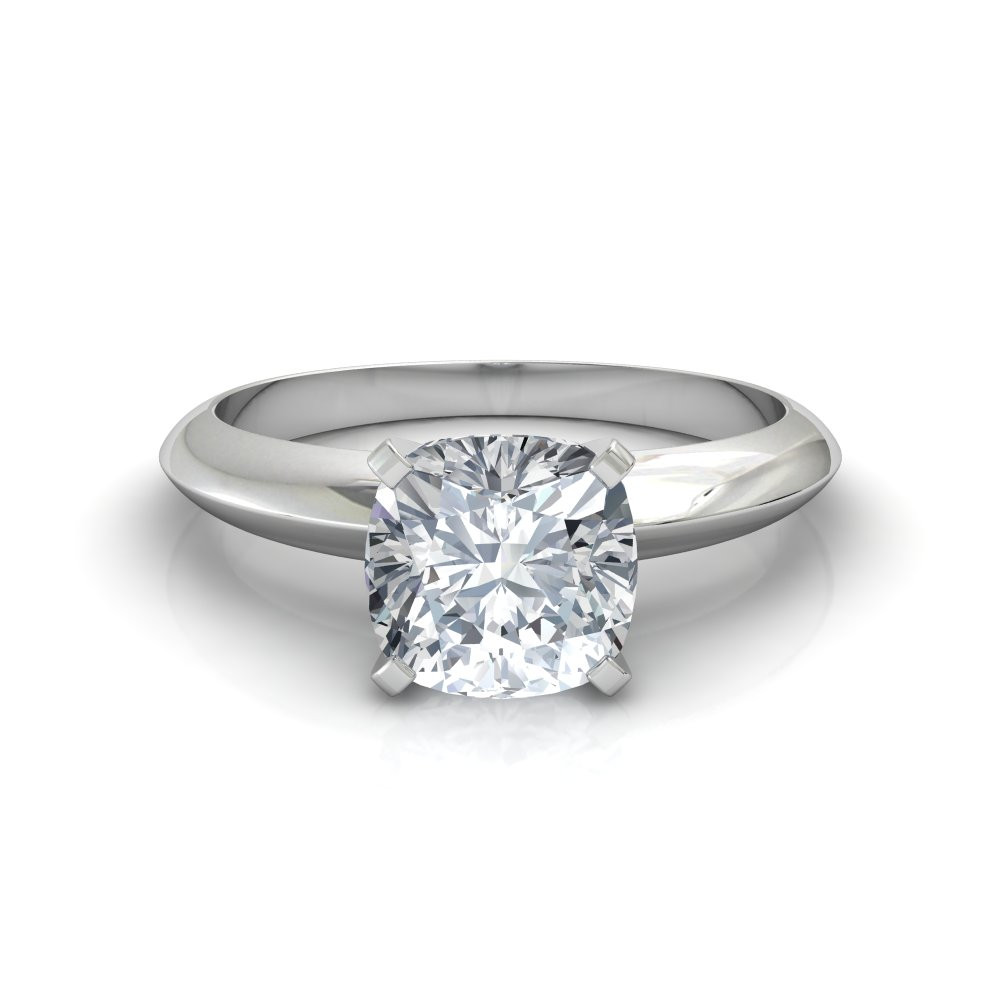 Cushion Cut Solitaire Diamond Engagement Rings
 Knife Edge Cushion Cut Diamond Solitaire Engagement Ring