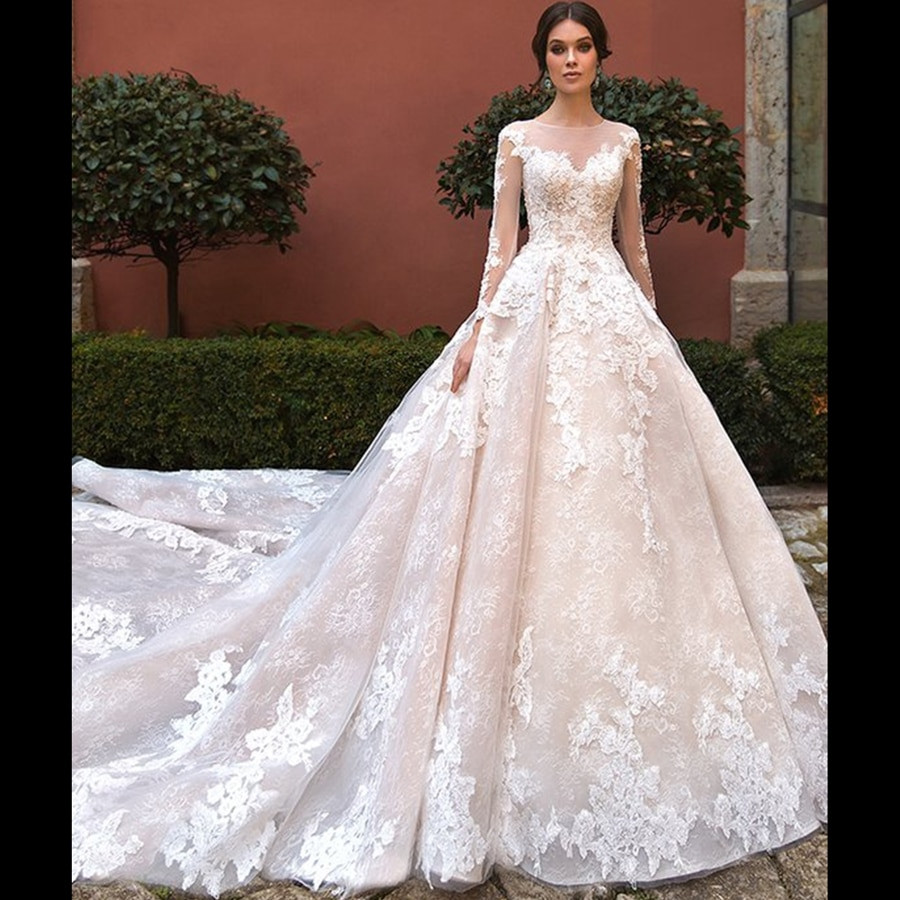 Custom Made Wedding Gowns
 Custom Made New Design Lace Long Train Ball Gown Wedding