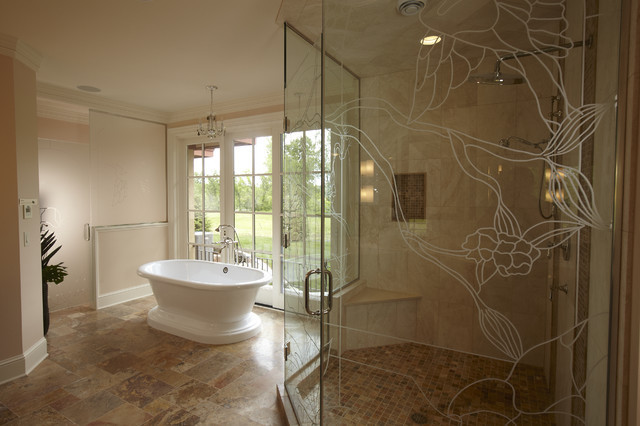 Custom Master Bathroom
 Master Bath with Custom Etched Glass SHower Traditional