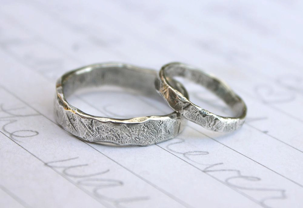 Customized Wedding Bands
 recycled silver wedding band ring set custom by
