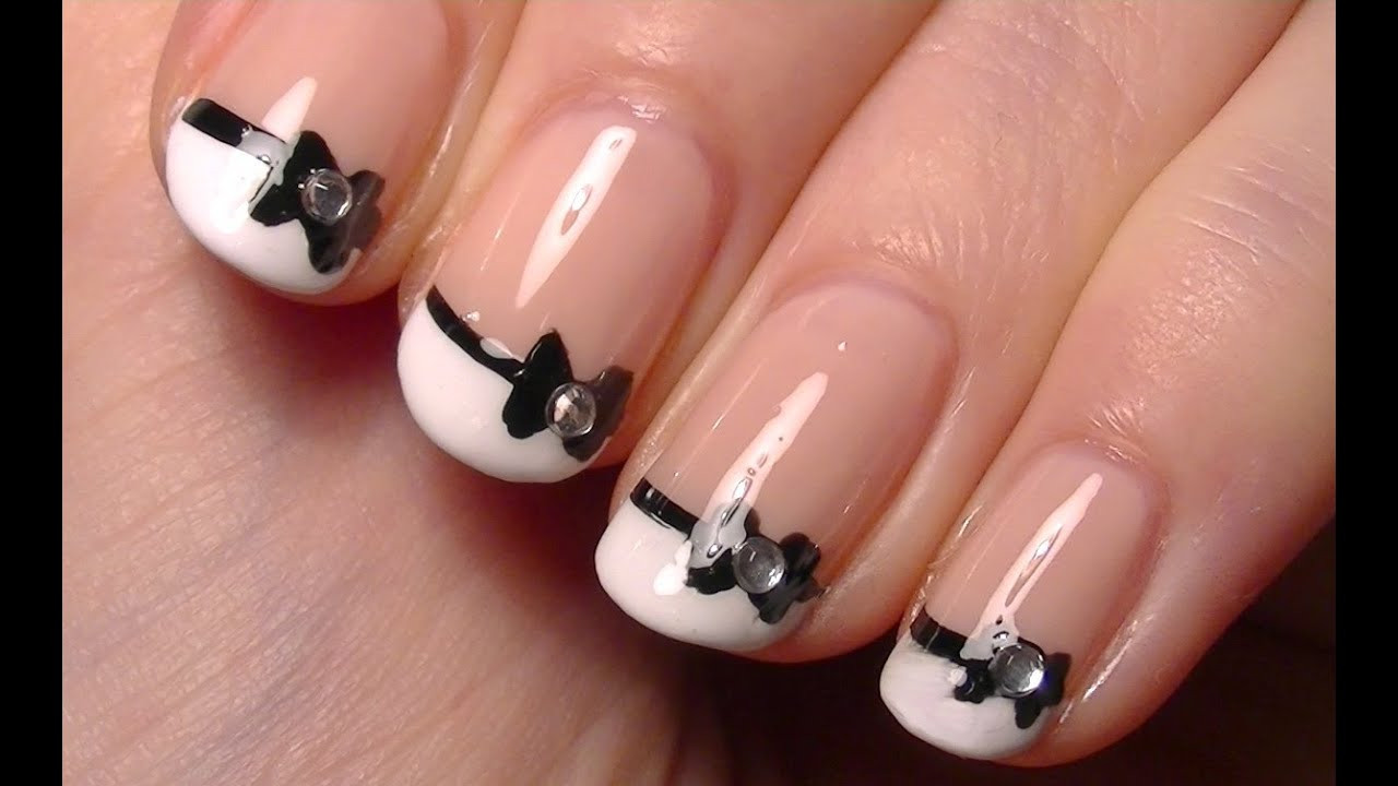 Cute And Easy Nail Ideas
 Cute Little Bow Nail Art • Simple Nail Polish Art Tutorial