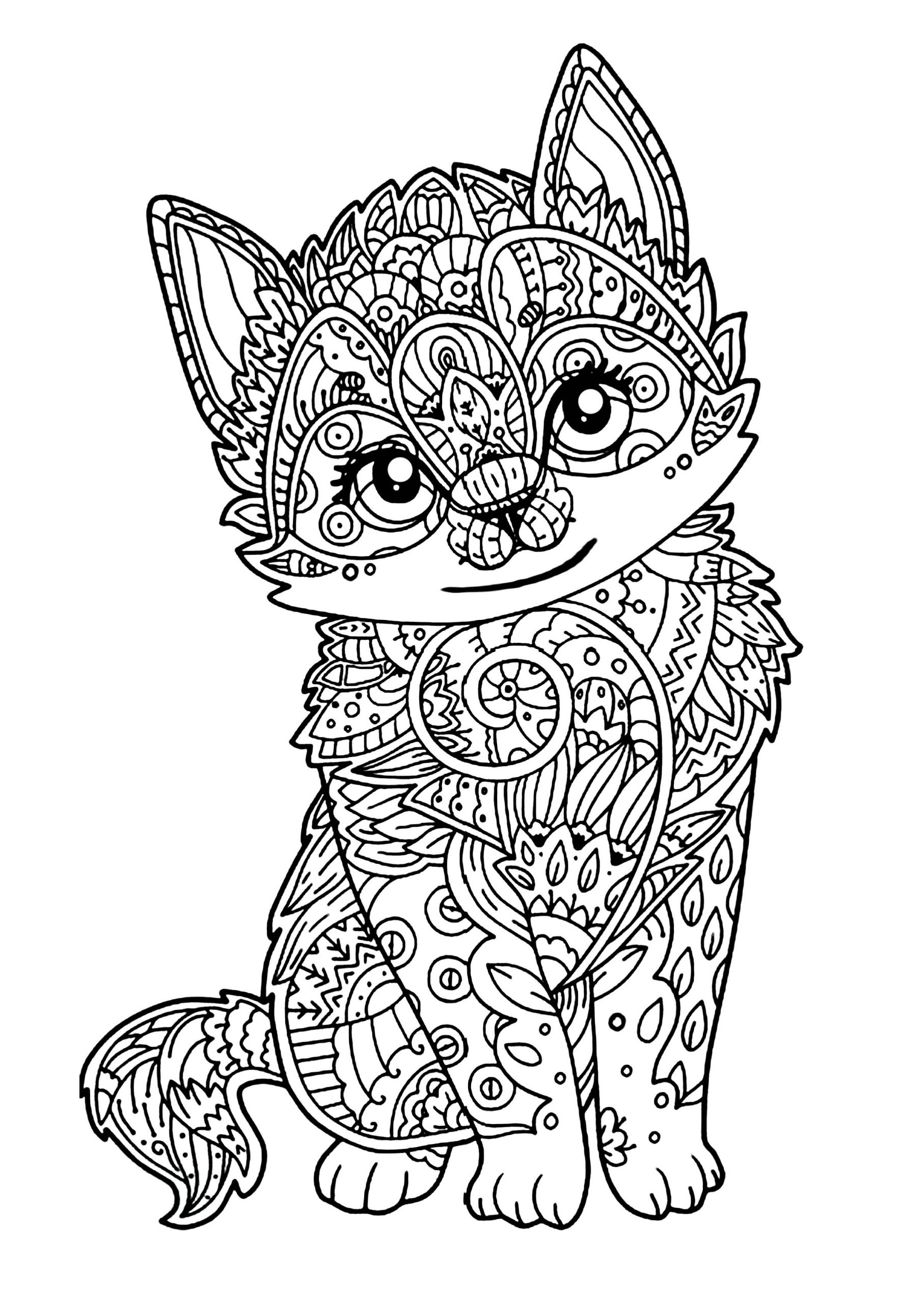 Cute Animal Coloring Pages For Adults
 Cute kitten Cats Adult Coloring Pages