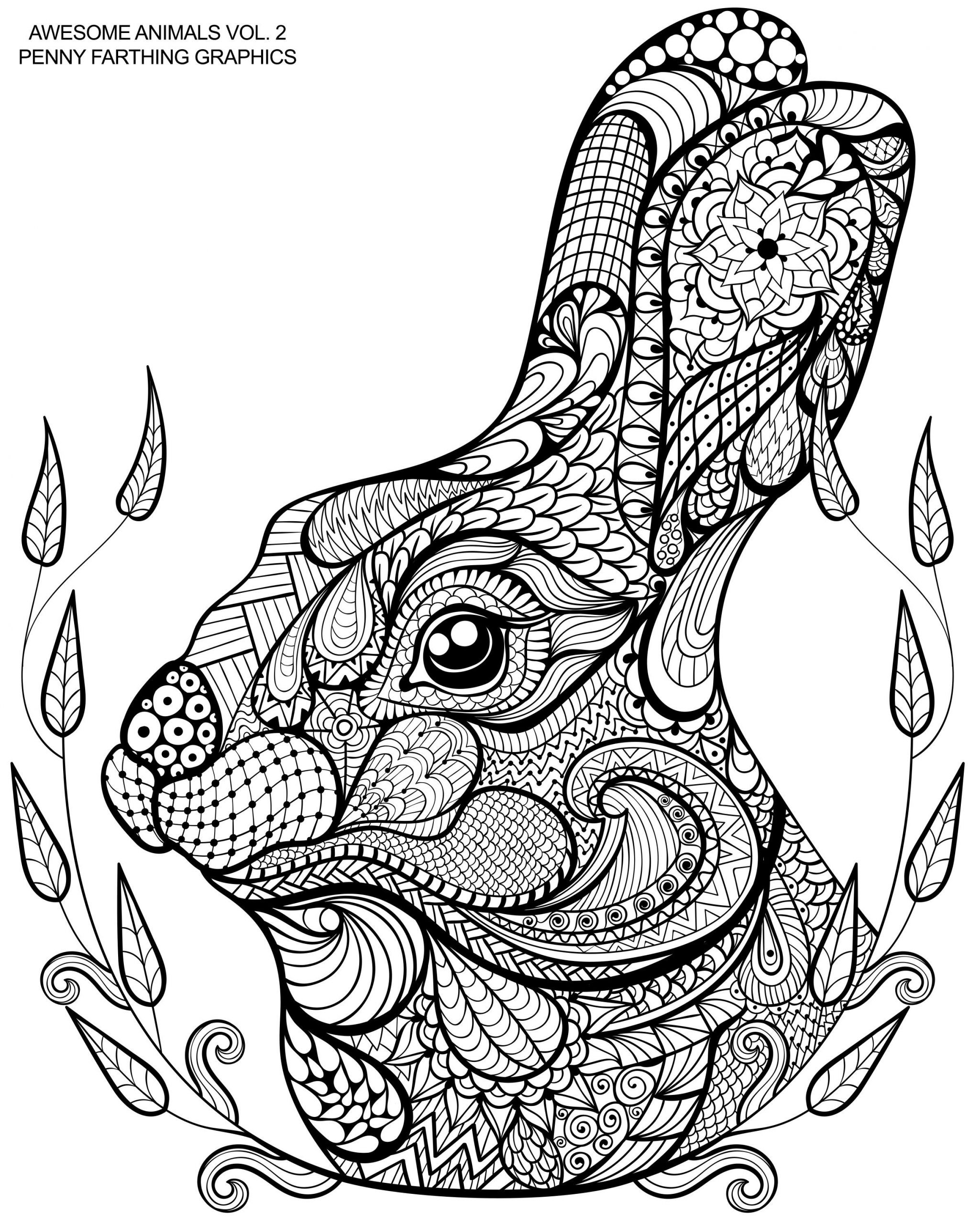 Cute Animal Coloring Pages For Adults
 Cute bunny from “Awesome Animals Vol 2"
