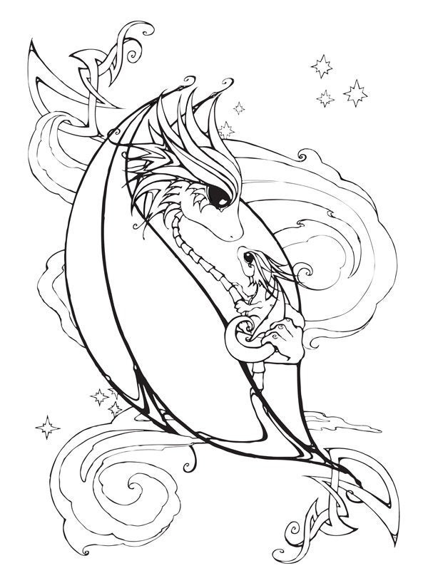 Cute Baby Dragon Coloring Pages
 Mother and Baby Dragon Coloring Page