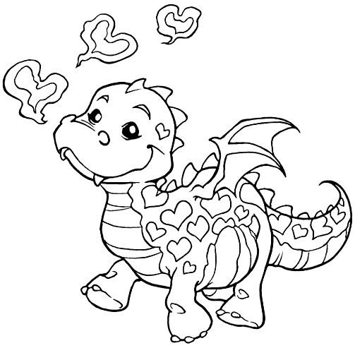 coloring pages cute baby dragon