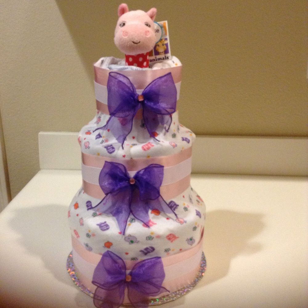 Cute Baby Girl Gift Ideas
 Purple Hippo Girl Baby Shower Gift Idea Diaper Cake Cute